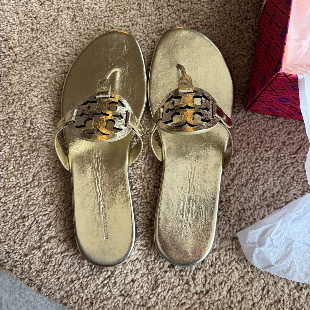 Tory Burch Metallic Gold Sandals - Picture 3 of 6